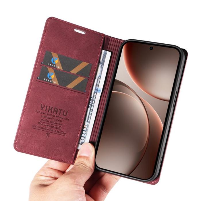 YIKATU - YIKATU Oppo Find X9 Pro 5G Plånboksfodral Konstläder - Vinröd