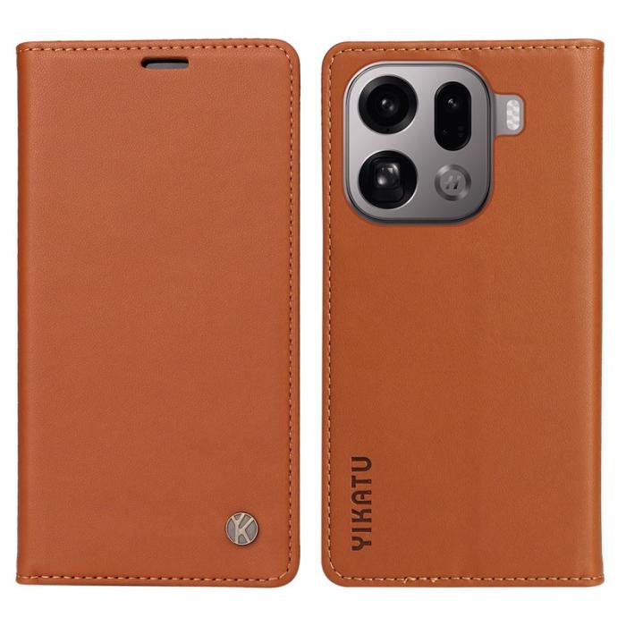 YIKATU - YIKATU Oppo Find X9 Pro 5G Plånboksfodral Konstläder - Brun