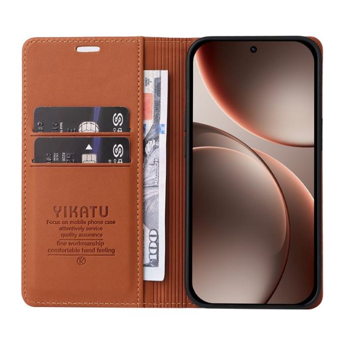 YIKATU - YIKATU Oppo Find X9 Pro 5G Plånboksfodral Konstläder - Brun