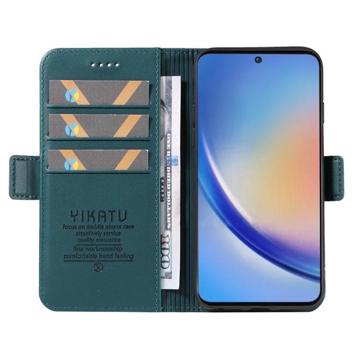 YIKATU - YIKATU Samsung Galaxy A35 5G Fodral Äkta Läder - Grön