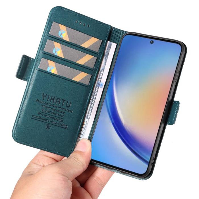 YIKATU - YIKATU Samsung Galaxy A35 5G Fodral Äkta Läder - Grön