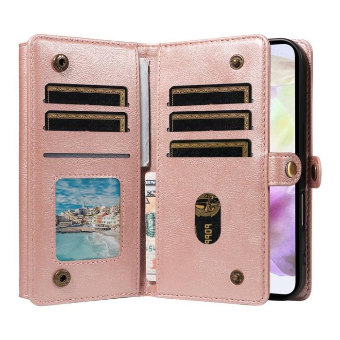 YIKATU - YIKATU Samsung Galaxy A35 5G Fodral Äkta Läder - Roséguld