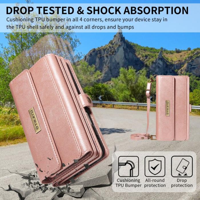 YIKATU - YIKATU Samsung Galaxy A35 5G Fodral Äkta Läder - Roséguld