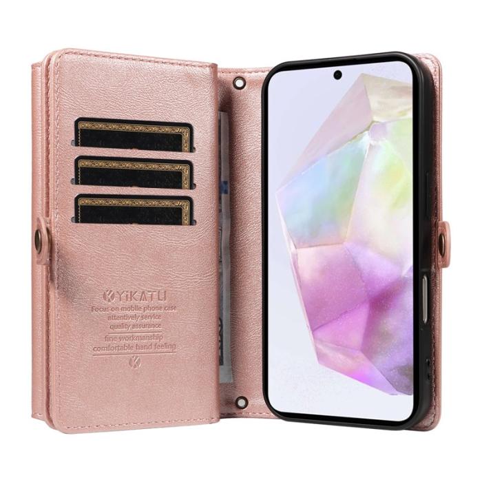 YIKATU - YIKATU Samsung Galaxy A35 5G Fodral Äkta Läder - Roséguld