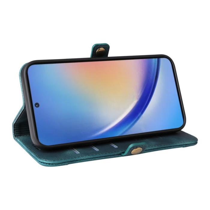 YIKATU - YIKATU Samsung Galaxy A35 5G Fodral PU Läder Flip Ställ - Grön