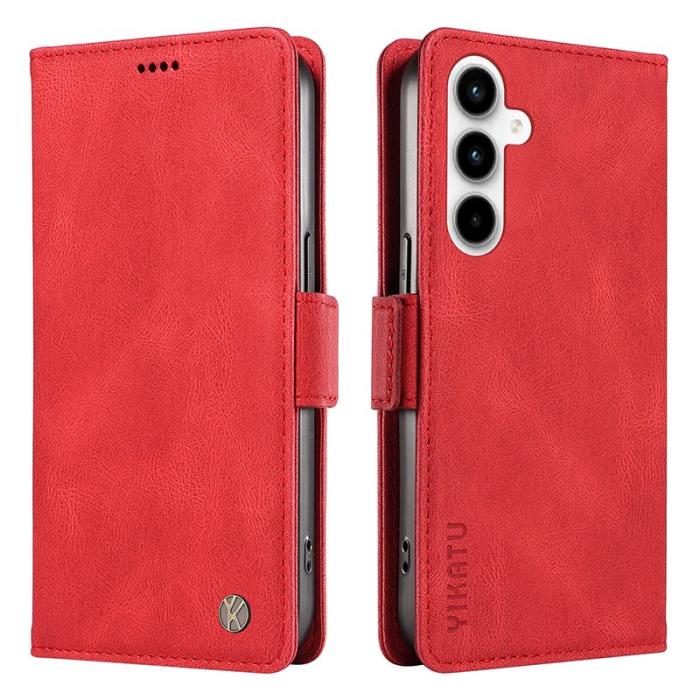 YIKATU - YIKATU Samsung Galaxy A35 5G Skal Konstläder Ställ - Röd