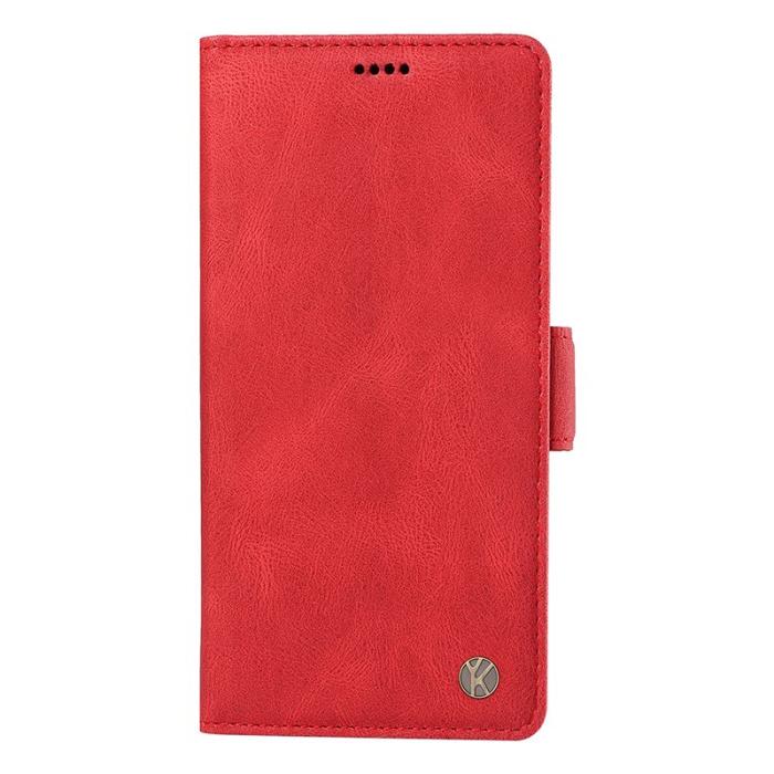 YIKATU - YIKATU Samsung Galaxy A35 5G Skal Konstläder Ställ - Röd