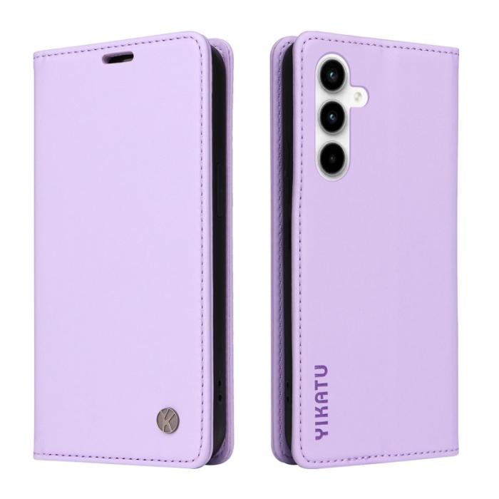 YIKATU - YIKATU Samsung Galaxy A35 5G Skal Magnetisk Stängning Äkta Läder - Ljus Lila