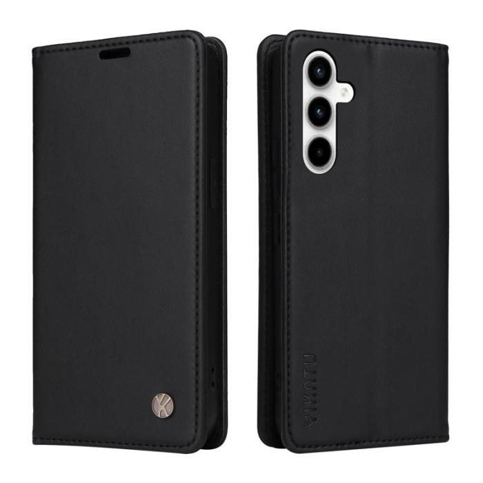 YIKATU - YIKATU Samsung Galaxy A35 5G Skal Magnetiskt Stängning Äkta Läder - Svart