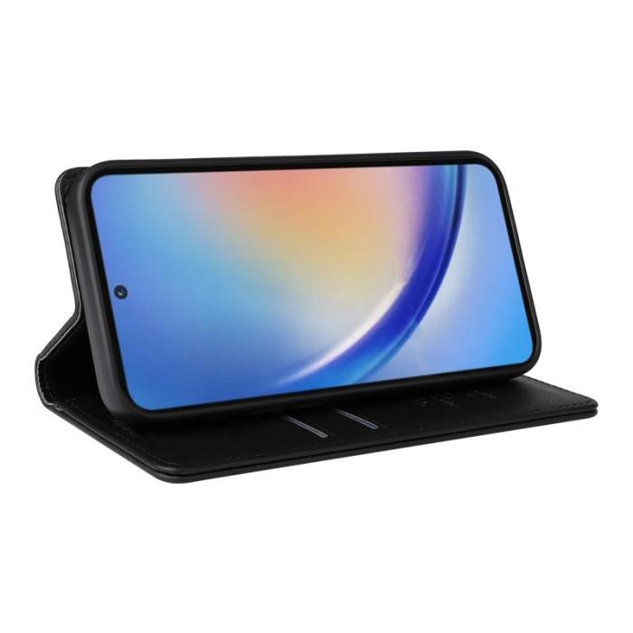 YIKATU - YIKATU Samsung Galaxy A35 5G Skal Magnetiskt Stängning Äkta Läder - Svart