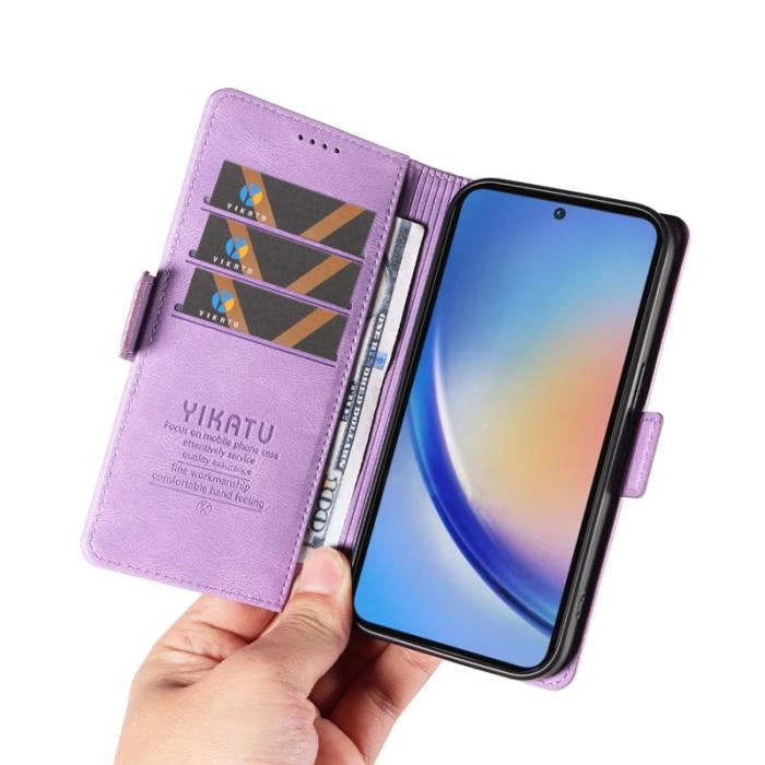 YIKATU - YIKATU Samsung Galaxy A35 5G Skal PU Läder Ställ - Lila