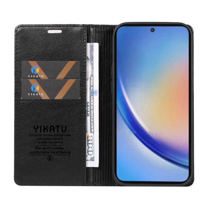 YIKATU - YIKATU Samsung Galaxy A35 5G Skal PU Läder - Svart