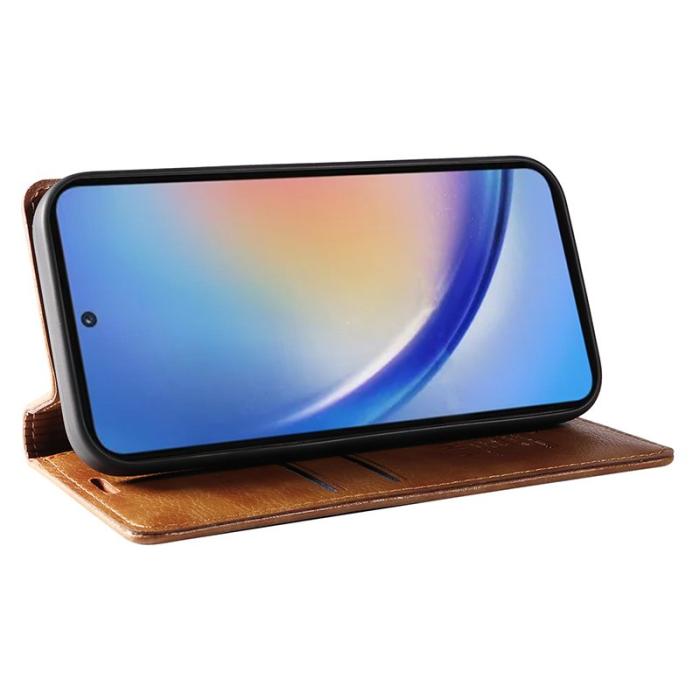 YIKATU - YIKATU Samsung Galaxy A35 5G Skal PU Läder + TPU - Brun