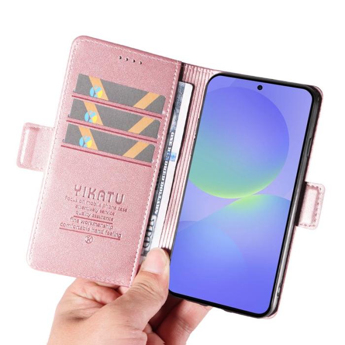 YIKATU - YIKATU Samsung Galaxy A37 Plånboksfodral Konstläder Ställ Skydd - Rosa Gold