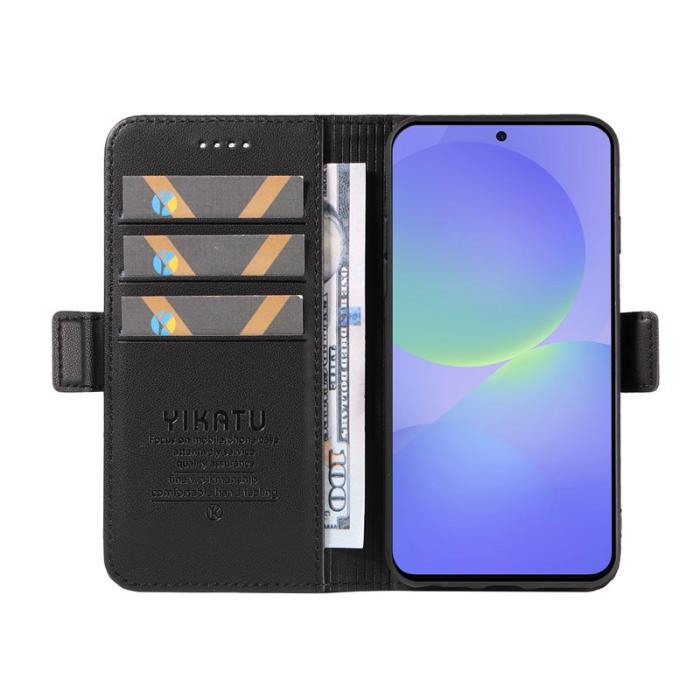 YIKATU - YIKATU Samsung Galaxy A37 Plånboksfodral Konstläder Ställ Skydd - Svart