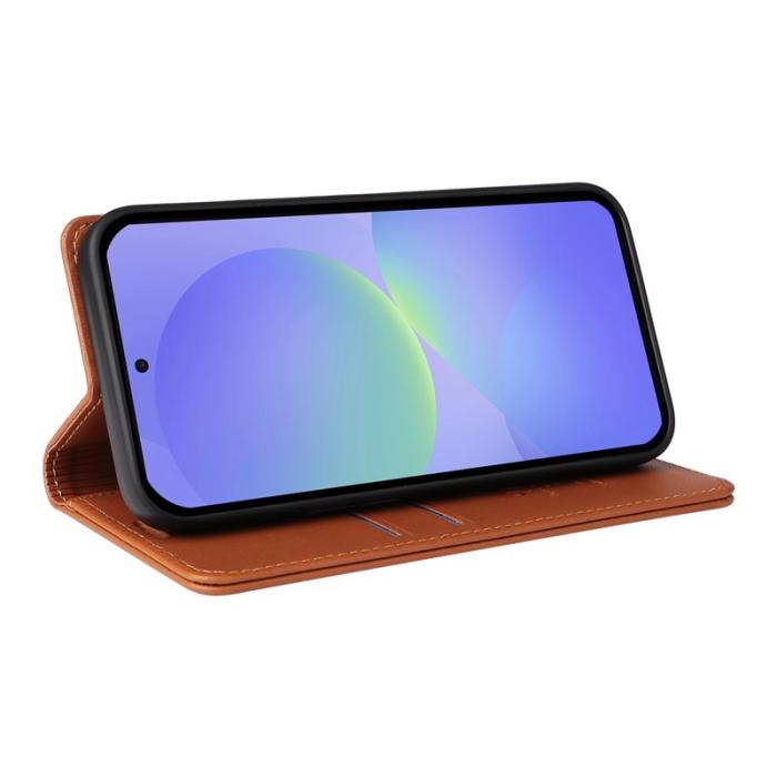 YIKATU - YIKATU Samsung Galaxy A37 Plånboksfodral Konstläder - Brun