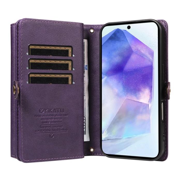 YIKATU - YIKATU Samsung Galaxy A55 5G Fodral Äkta Läder - Lila