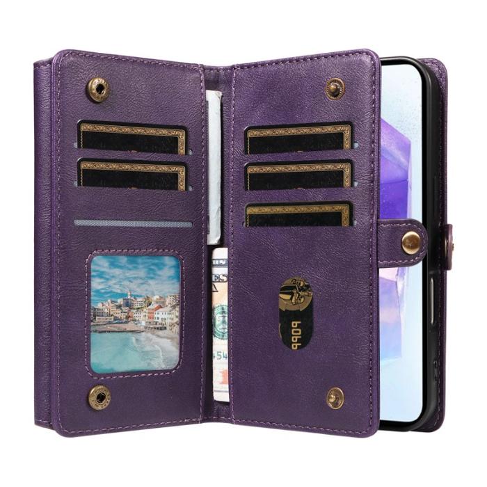 YIKATU - YIKATU Samsung Galaxy A55 5G Fodral Äkta Läder - Lila