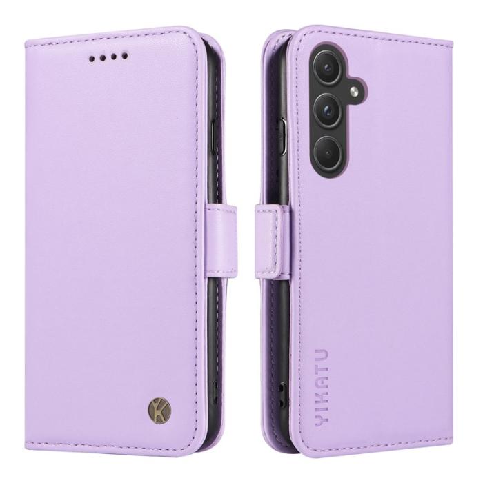 YIKATU - YIKATU Samsung Galaxy A55 5G Fodral Äkta Läder Magnetisk - Ljus Lila