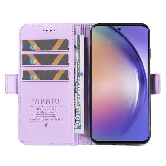 YIKATU - YIKATU Samsung Galaxy A55 5G Fodral Äkta Läder Magnetisk - Ljus Lila