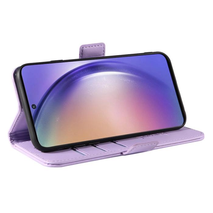 YIKATU - YIKATU Samsung Galaxy A55 5G Fodral Äkta Läder Magnetisk - Ljus Lila