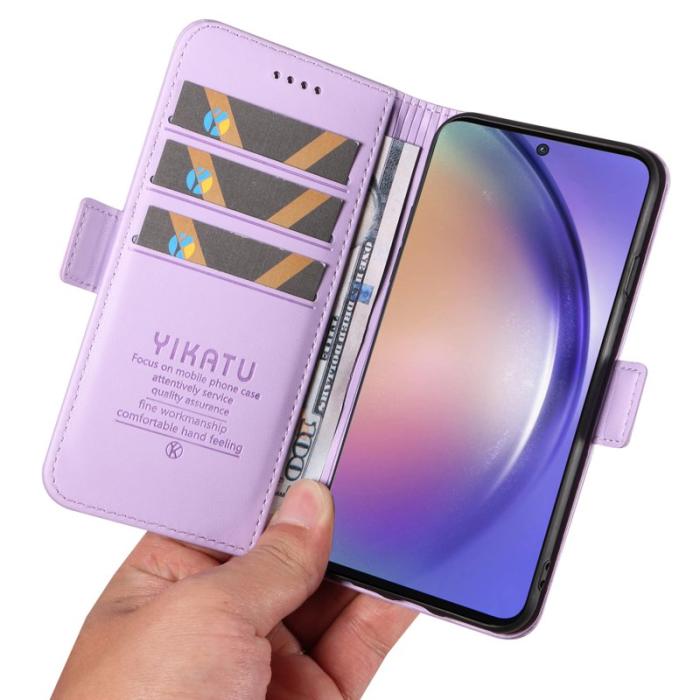 YIKATU - YIKATU Samsung Galaxy A55 5G Fodral Äkta Läder Magnetisk - Ljus Lila