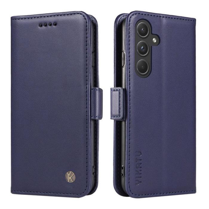 YIKATU - YIKATU Samsung Galaxy A55 5G Fodral Äkta Läder Magnetlås - Safir