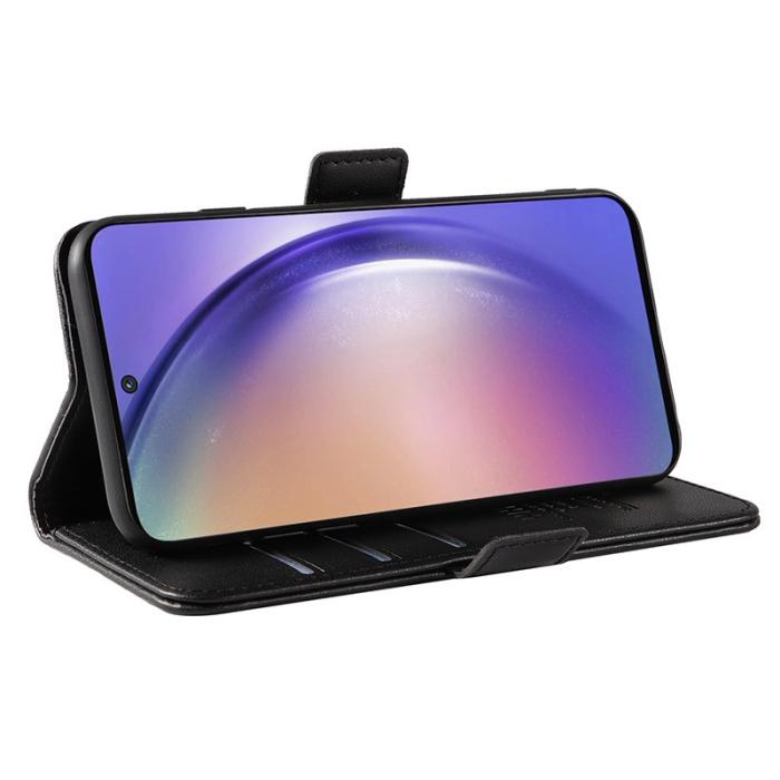 YIKATU - YIKATU Samsung Galaxy A55 5G Fodral Äkta Läder Magnetlås - Svart
