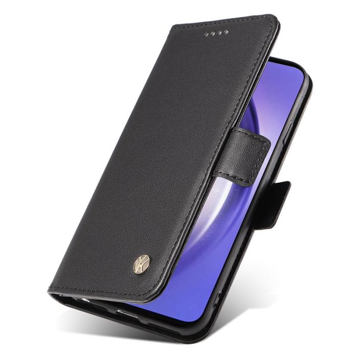 YIKATU - YIKATU Samsung Galaxy A55 5G Fodral Äkta Läder Magnetlås - Svart