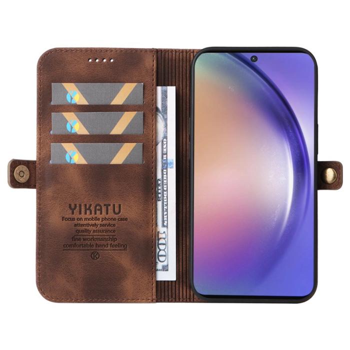 YIKATU - YIKATU Samsung Galaxy A55 5G Fodral PU Flip - Brun