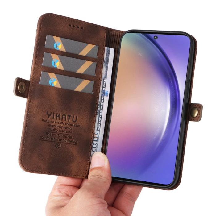 YIKATU - YIKATU Samsung Galaxy A55 5G Fodral PU Flip - Brun