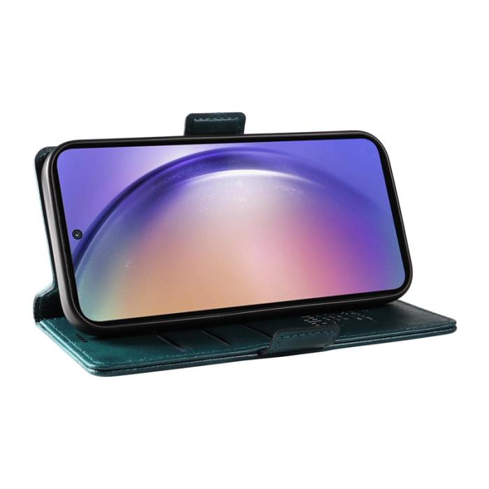 YIKATU - YIKATU Samsung Galaxy A55 5G Skal Äkta Läder Litchi Textur - Blå