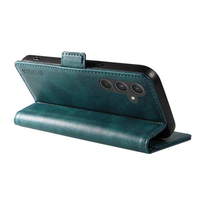 YIKATU - YIKATU Samsung Galaxy A55 5G Skal Äkta Läder Litchi Textur - Blå