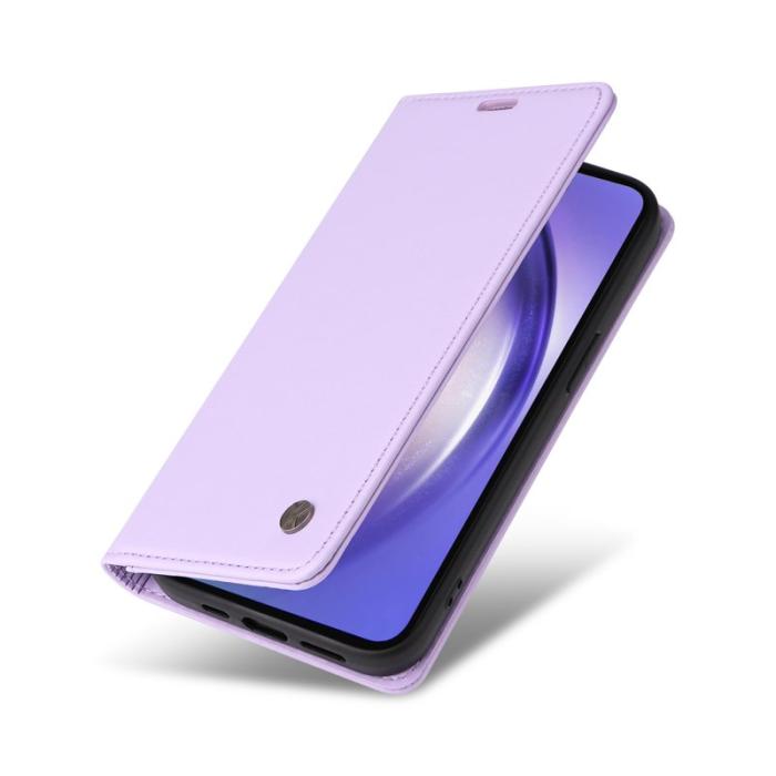 YIKATU - YIKATU Samsung Galaxy A55 5G Skal Äkta Läder Ställ - Ljus Lila