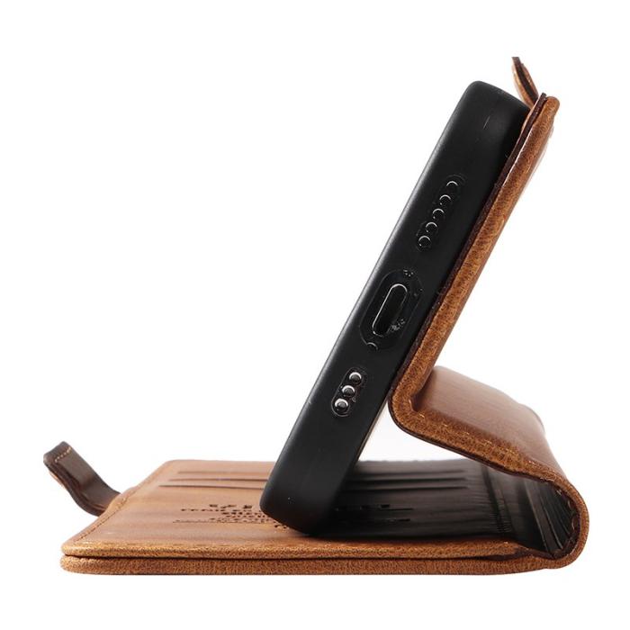 YIKATU - YIKATU Samsung Galaxy A55 5G Skal Äkta Läder Ställfunktion - Brun