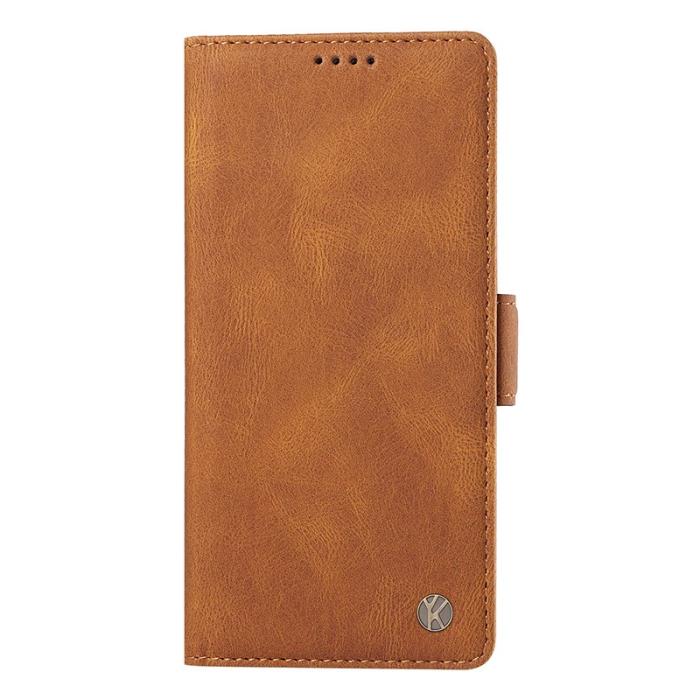 YIKATU - YIKATU Samsung Galaxy A55 5G Skal Äkta Läder Ställfunktion - Brun