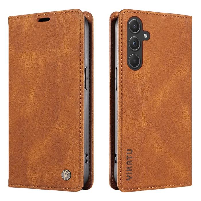 YIKATU - YIKATU Samsung Galaxy A55 5G Skal PU Läder - Brun