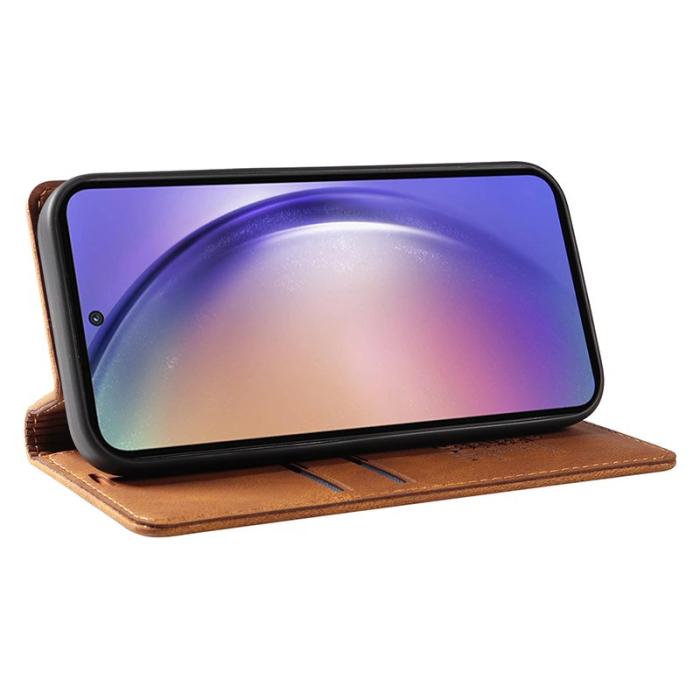 YIKATU - YIKATU Samsung Galaxy A55 5G Skal PU Läder - Brun