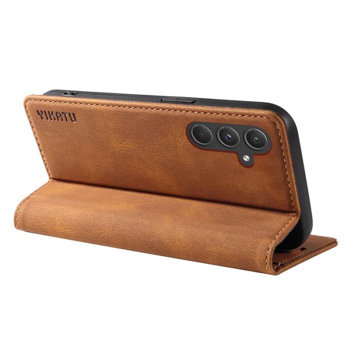 YIKATU - YIKATU Samsung Galaxy A55 5G Skal PU Läder - Brun