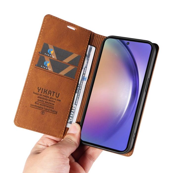 YIKATU - YIKATU Samsung Galaxy A55 5G Skal PU Läder - Brun