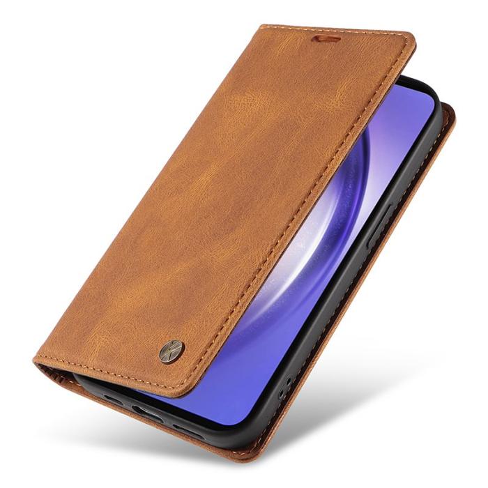 YIKATU - YIKATU Samsung Galaxy A55 5G Skal PU Läder - Brun