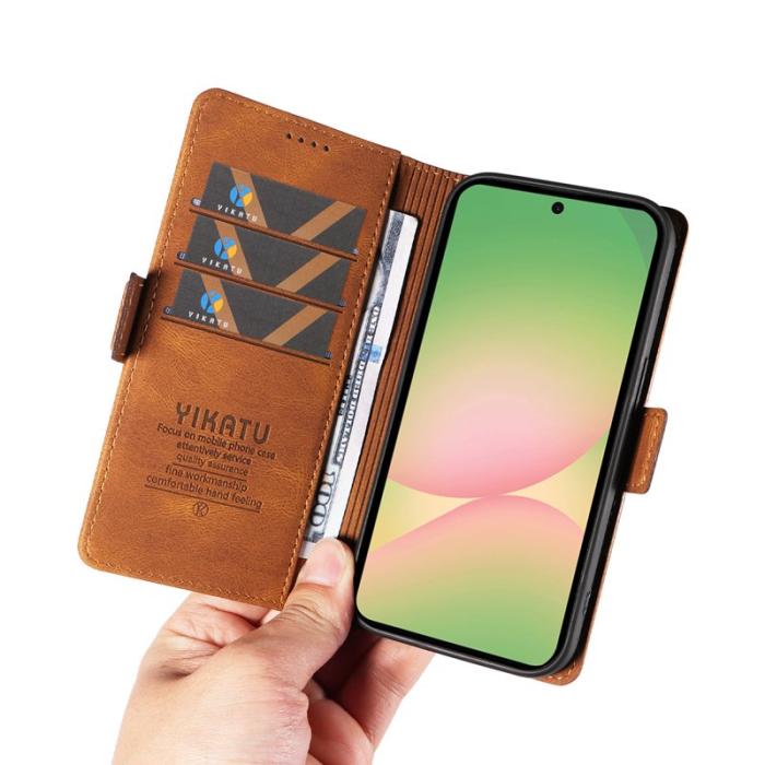 YIKATU - YIKATU Samsung Galaxy A57 Fodral Äkta Läder - Brun