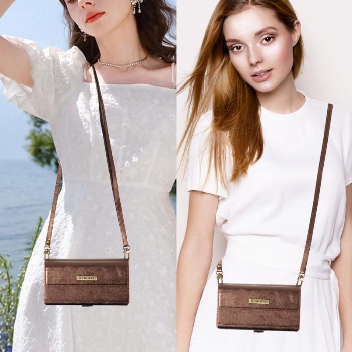 YIKATU - YIKATU Samsung Galaxy S26 Fodral Läder Med Axelrem - Brun