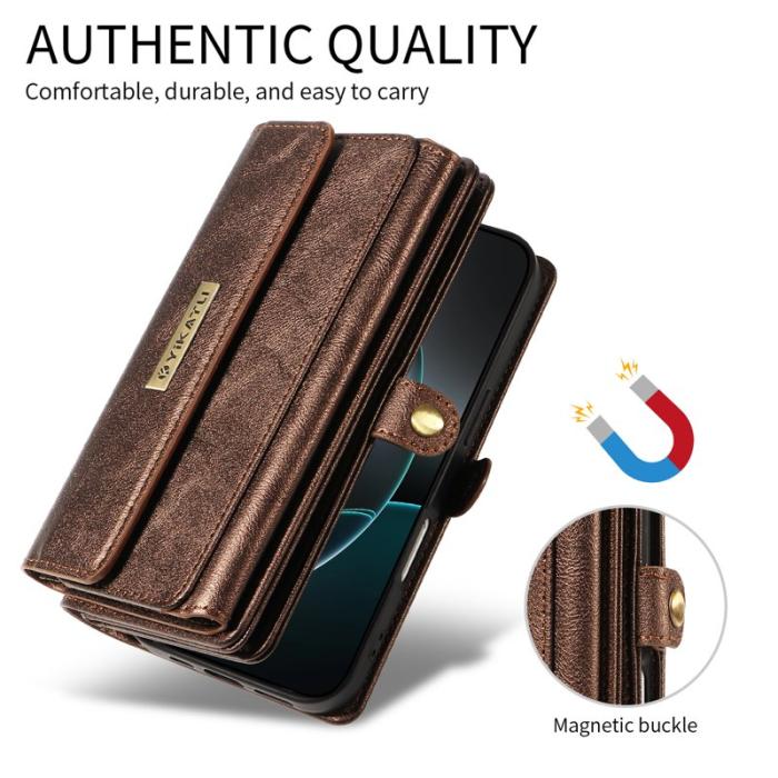 YIKATU - YIKATU Samsung Galaxy S26 Fodral Läder Med Axelrem - Brun
