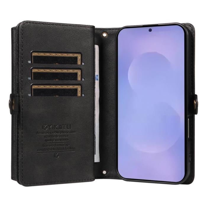OEM - YIKATU Samsung Galaxy S26 Fodral Läder Med Axelrem - Svart