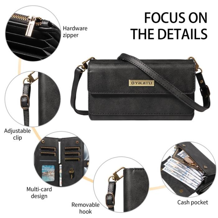 OEM - YIKATU Samsung Galaxy S26 Fodral Läder Med Axelrem - Svart