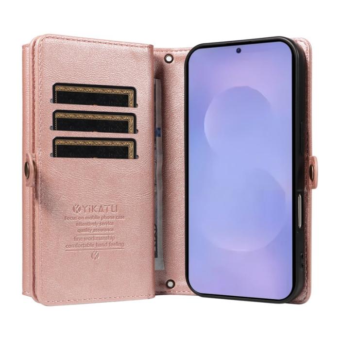 OEM - YIKATU Samsung Galaxy S26 / Galaxy S26 Pro Fodral Äkta Läder - Roséguld