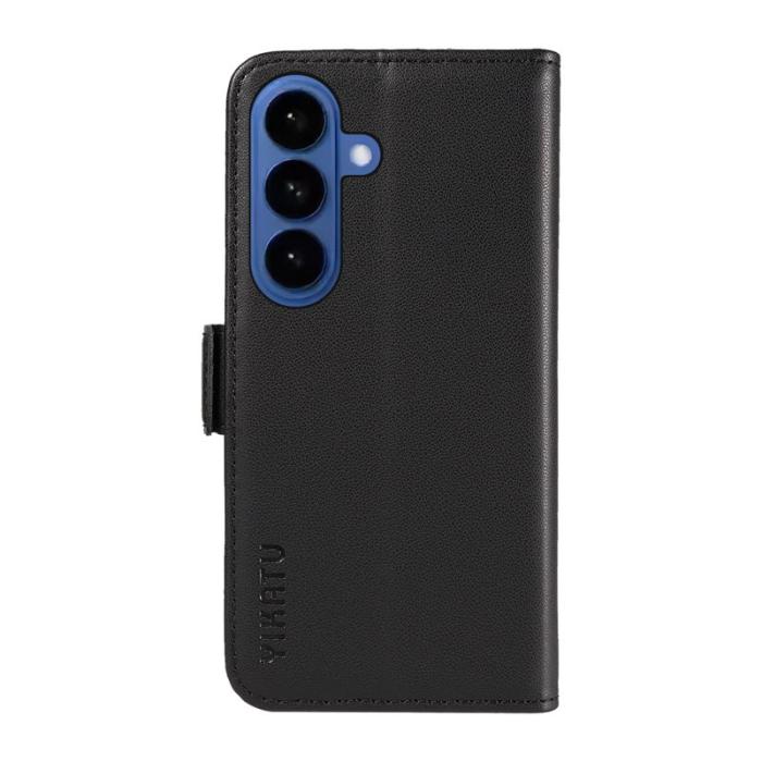 YIKATU - YIKATU Samsung Galaxy S26 Plus Fodral Äkta Läder Ställ - Svart