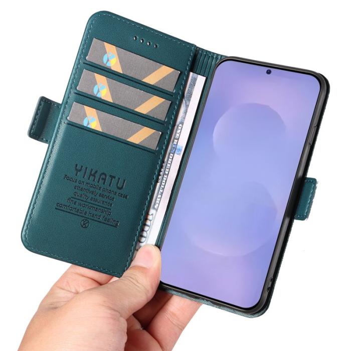 YIKATU - YIKATU Samsung Galaxy S26 Plus Fodral Äkta Läder Ställfunktion - Grön