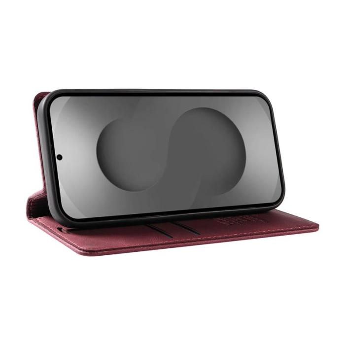 YIKATU - YIKATU Samsung Galaxy S26 Ultra Fodral Äkta Läder - Vinröd